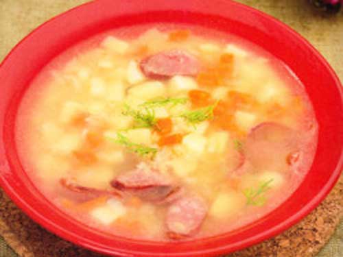 Гороховый суп с копчеными колбасками. Готовим в мультиварке